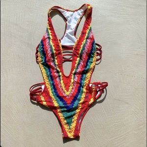 NEW colorful print cutouts Swimsuit One piece  - Buy 2 bathing suits 20% off